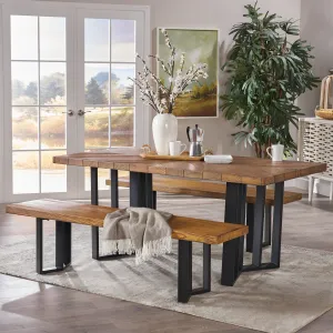 Rosa Farmhouse 4 Seater Benches & Table Picnic Dining Set - NH321403 dining table set, round dining table