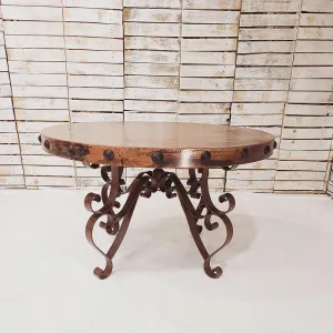 Round Copper Dining Table with Iron Base gaming chair, computer chair