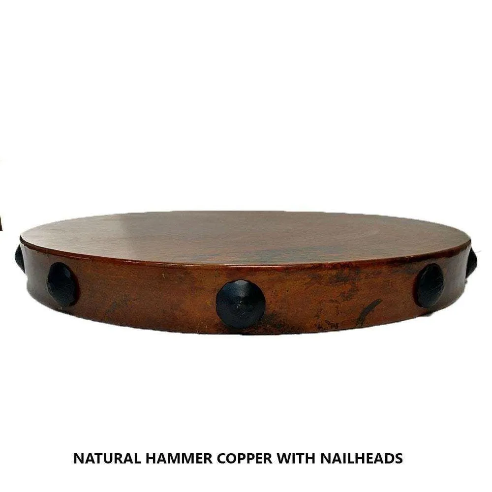 Round Copper Dining Table with Iron Base