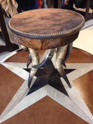 Round Cowhide & Horn Side Table vanity mirror, wall mirror