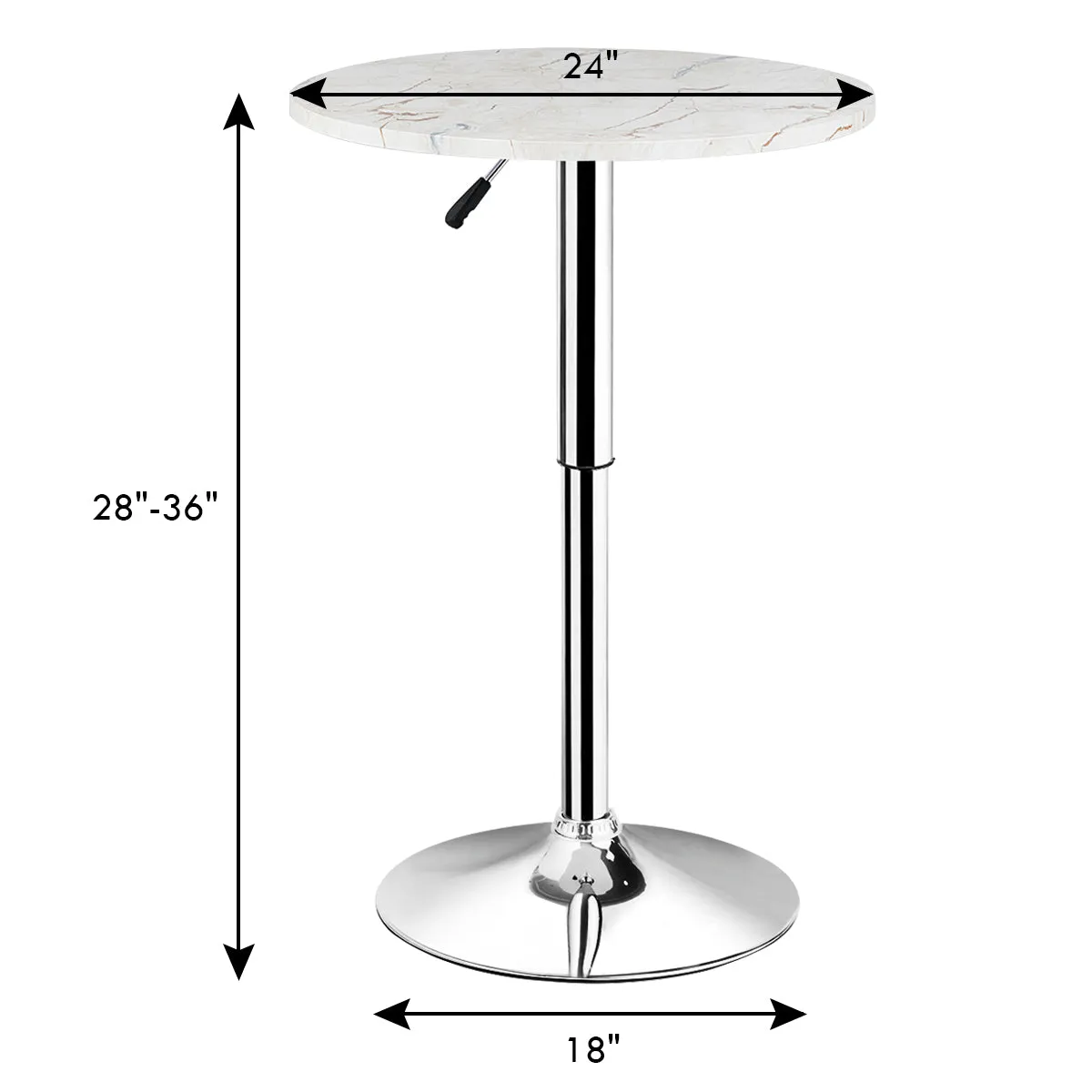 Round Pub Table Height Adjustable, 360 Swivel Cocktail Pub Table