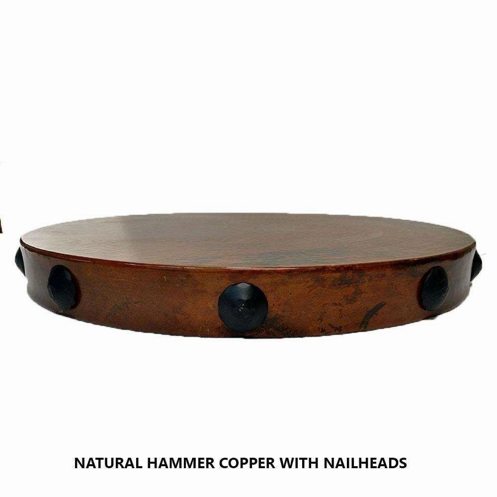 Round Copper Dining Table with Iron Base