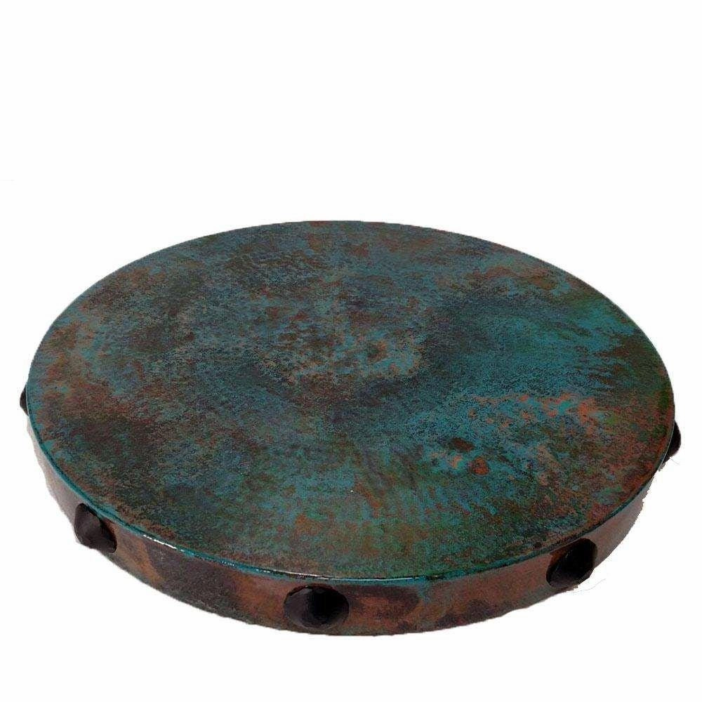 Round Copper Dining Table with Iron Base
