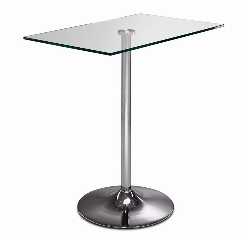 Roxanne 3-Piece Counter Height Rectangular Dining Set - Glass, Chrome, White