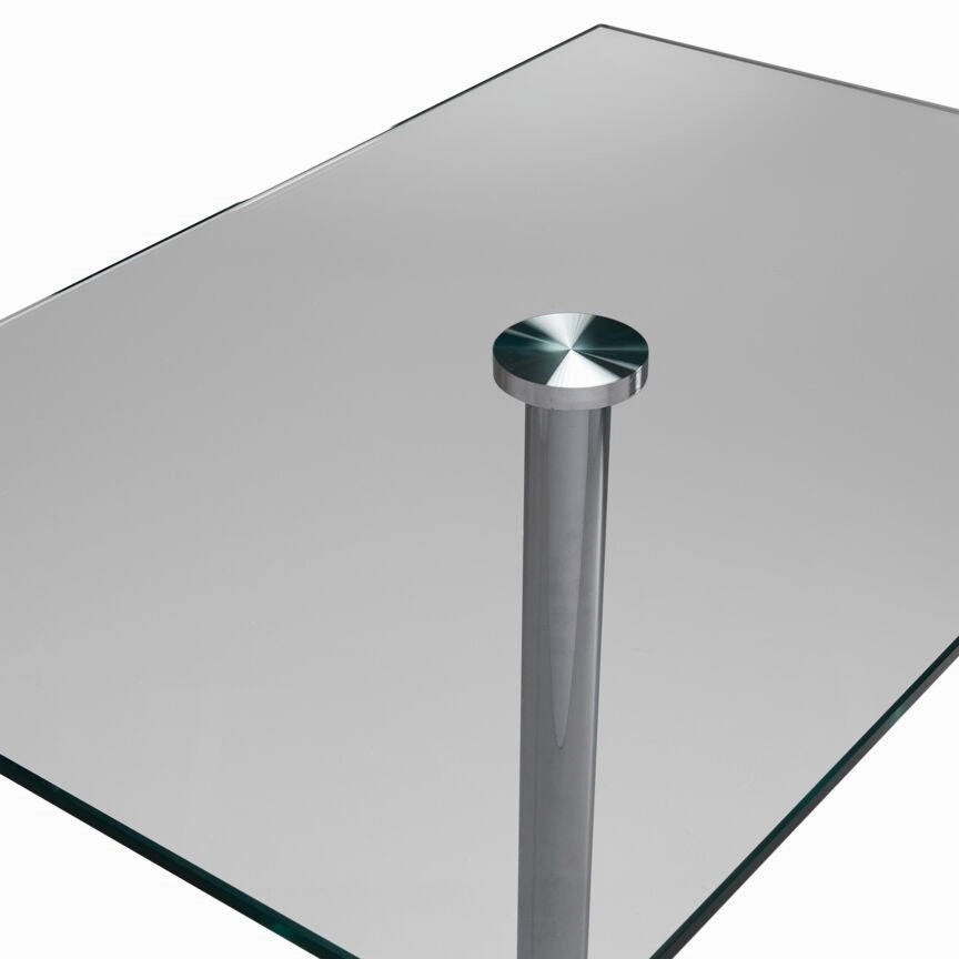 Roxanne Counter Height Rectangular Dining Table  - Glass, Chrome