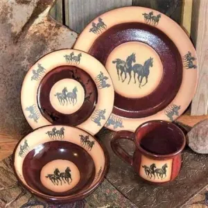 Running Horses Western Dinnerware - Red toilet seat cover, slow close seat