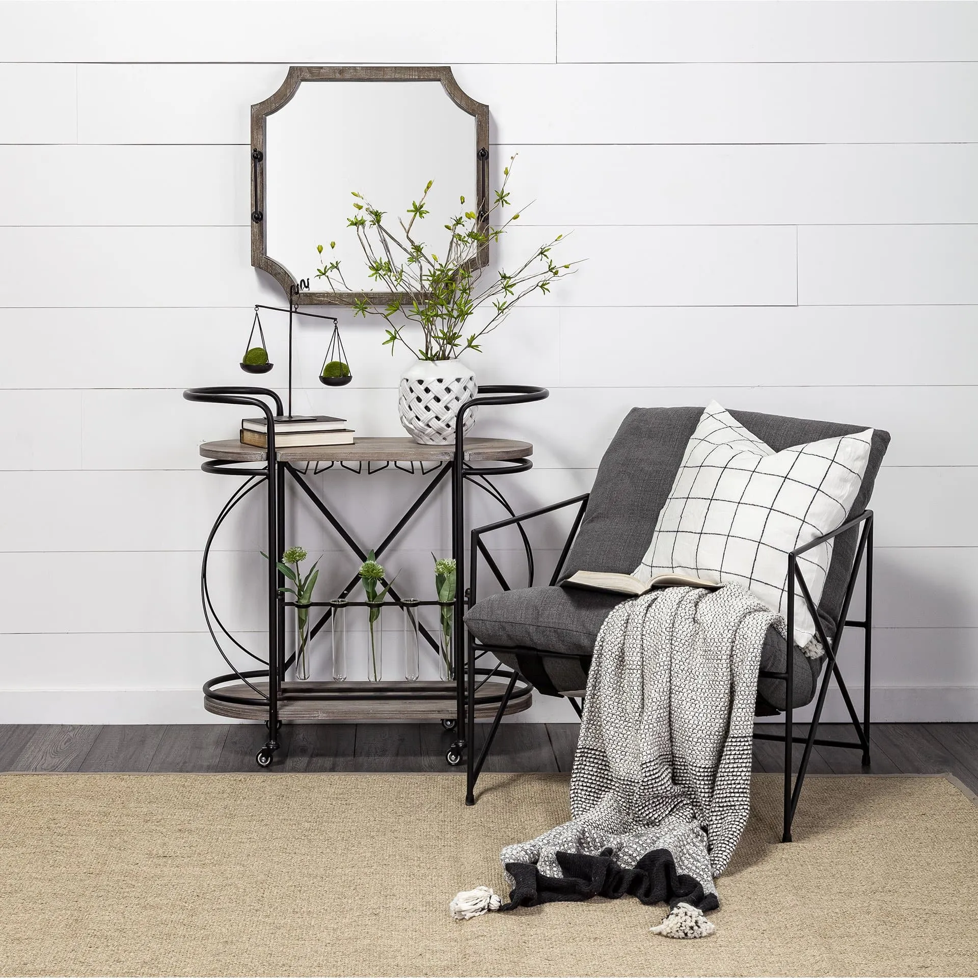 Rustic Antique Wash Wall Mirror