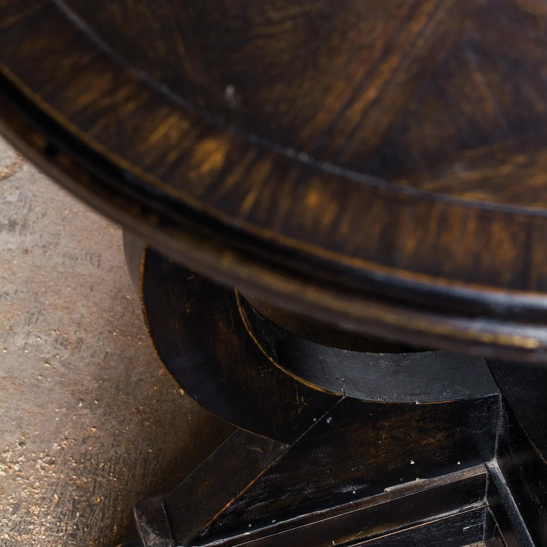 Rustic Black Mango Accent Table