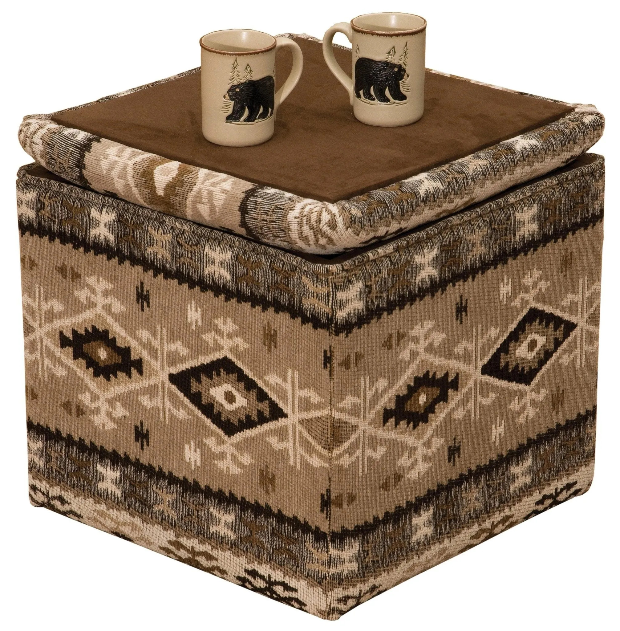 Rustic Cube Footstool with Storage