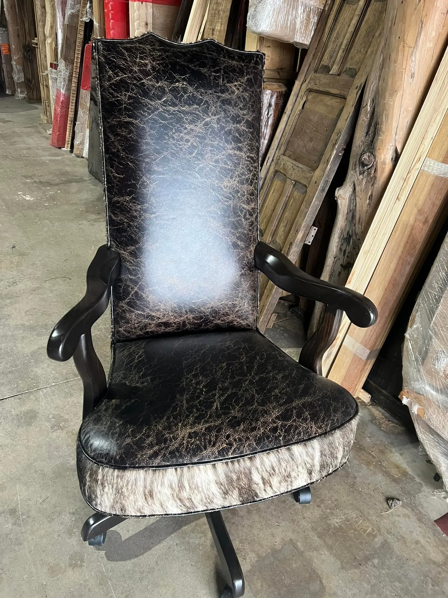 Rustic Distressed Leather Office Chair