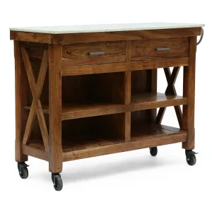 Rustic Glam Handcrafted Marble Top Acacia Wood Kitchen Cart with Wheels, Natural and Natural White - NH297413 dining chair, upholstered chair