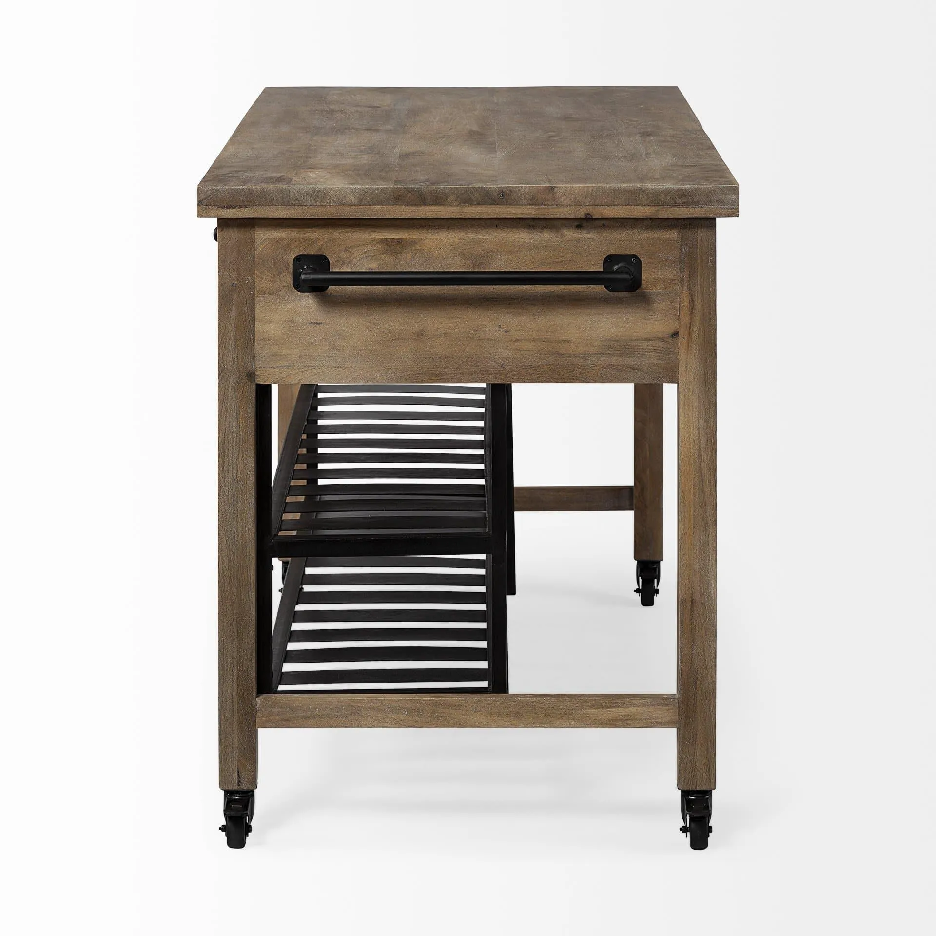 Rustic Industrial Wood Kitchen Island on Wheels