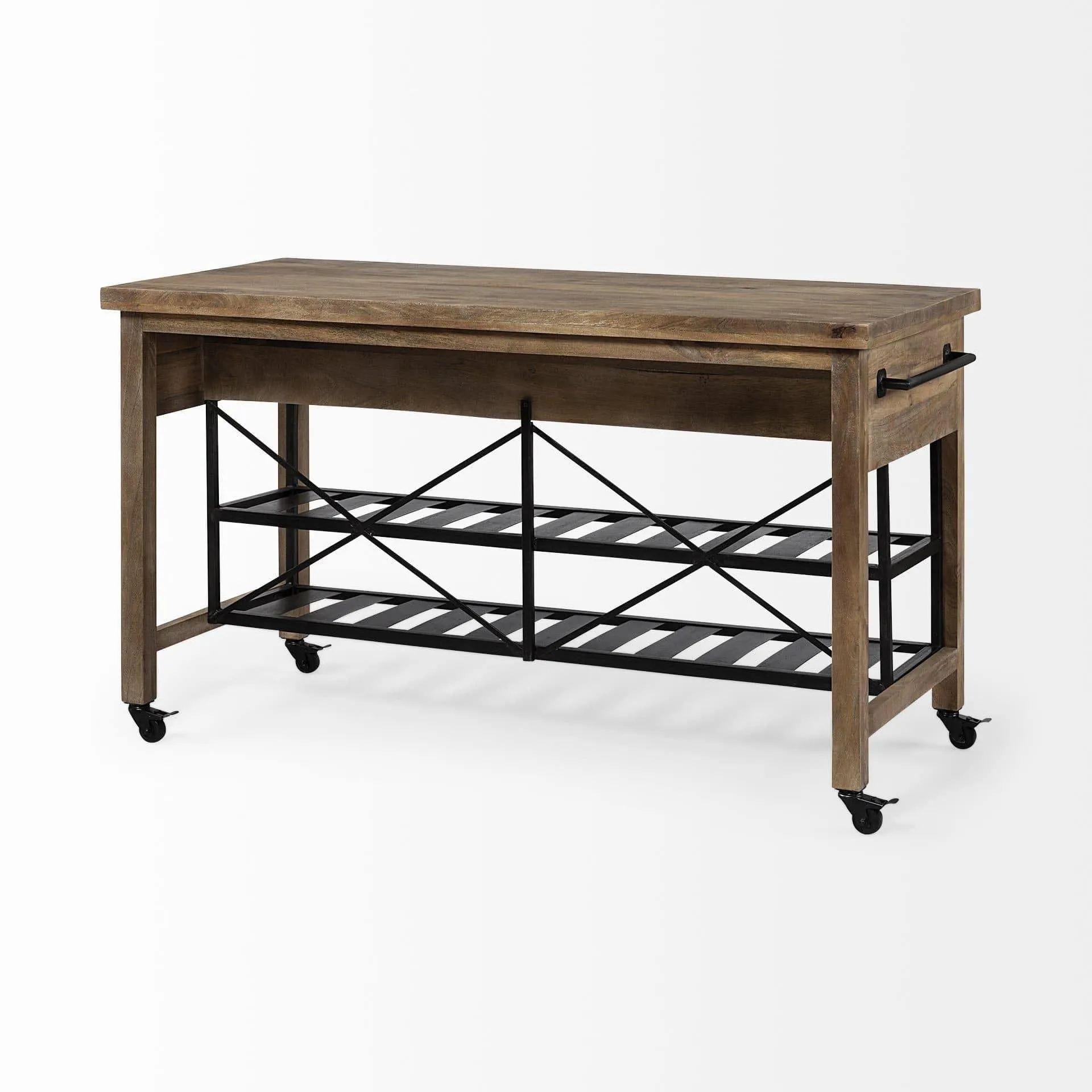 Rustic Industrial Wood Kitchen Island on Wheels