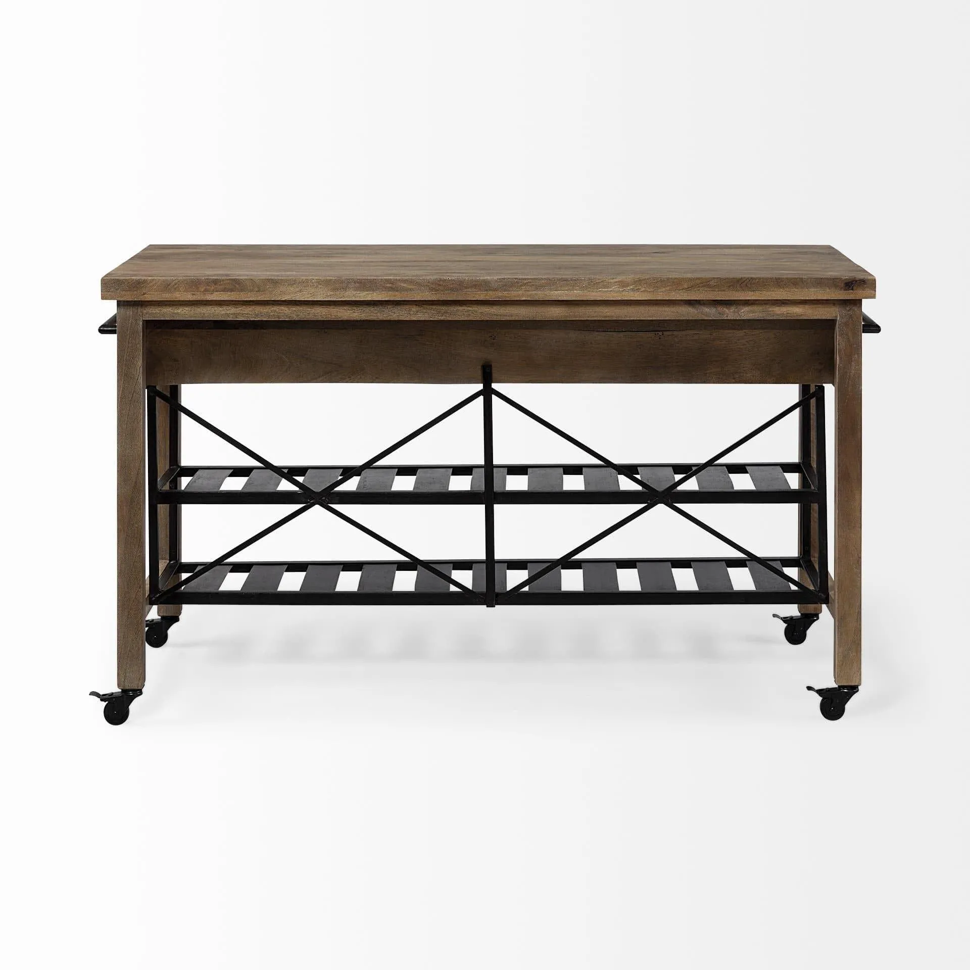 Rustic Industrial Wood Kitchen Island on Wheels