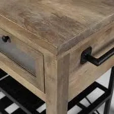 Rustic Industrial Wood Kitchen Island on Wheels