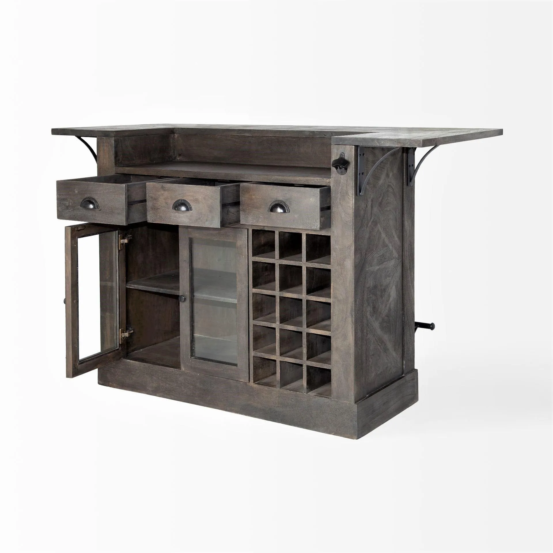 Rustic Mango Front Bar with Bottle Storage