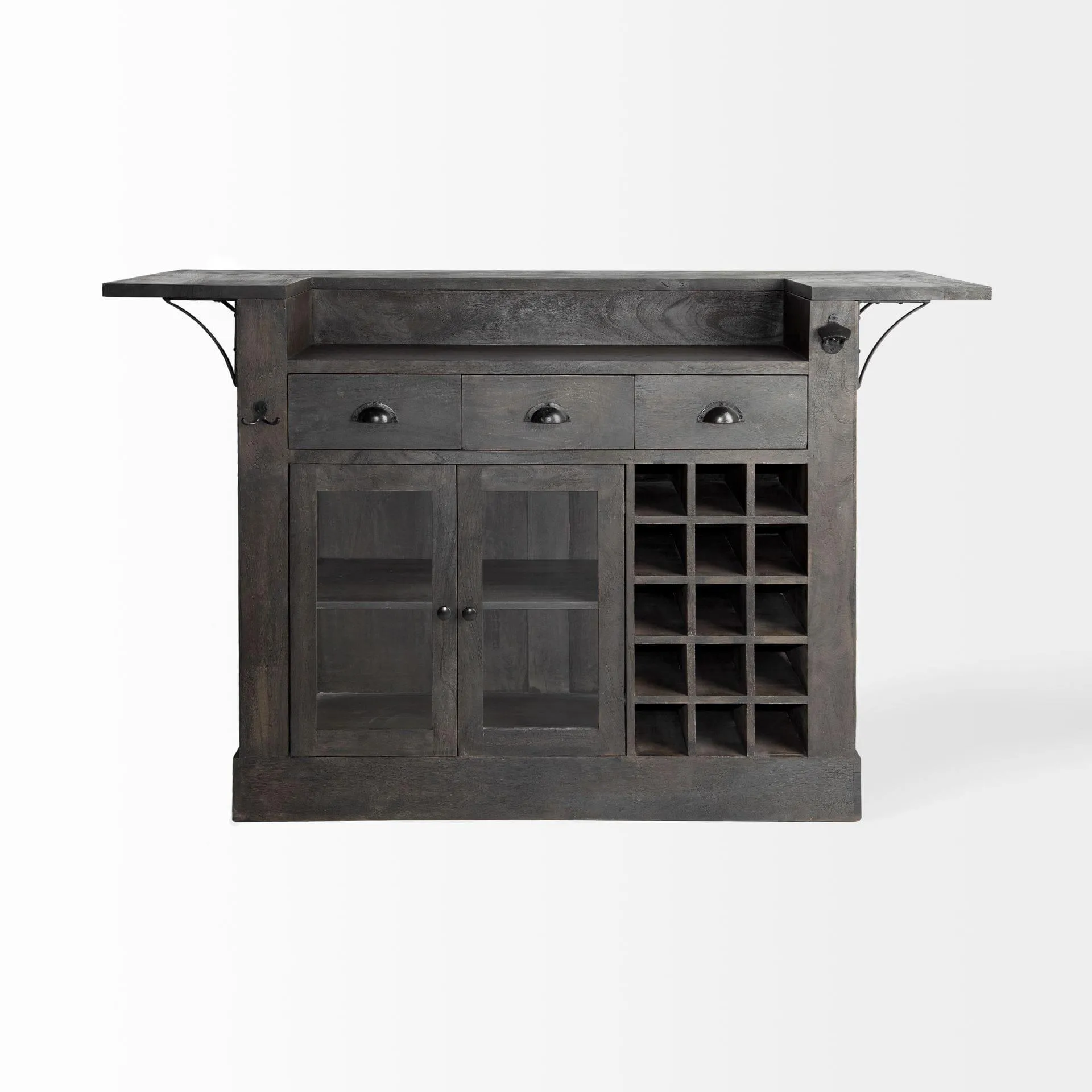 Rustic Mango Front Bar with Bottle Storage