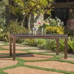 Rustic Outdoor Slatted Dark Brown Acacia Wood Dining Table - NH628992 patio chairs, outdoor seating