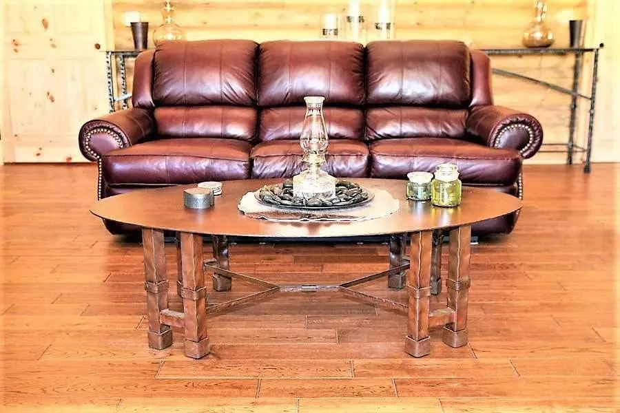 Rustic Oval Iron Coffee Table