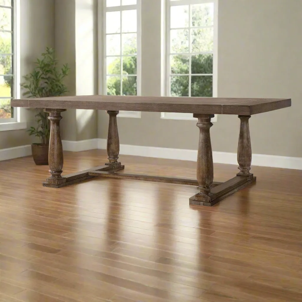 Rustic Rubberwood Farmhouse Dining Table