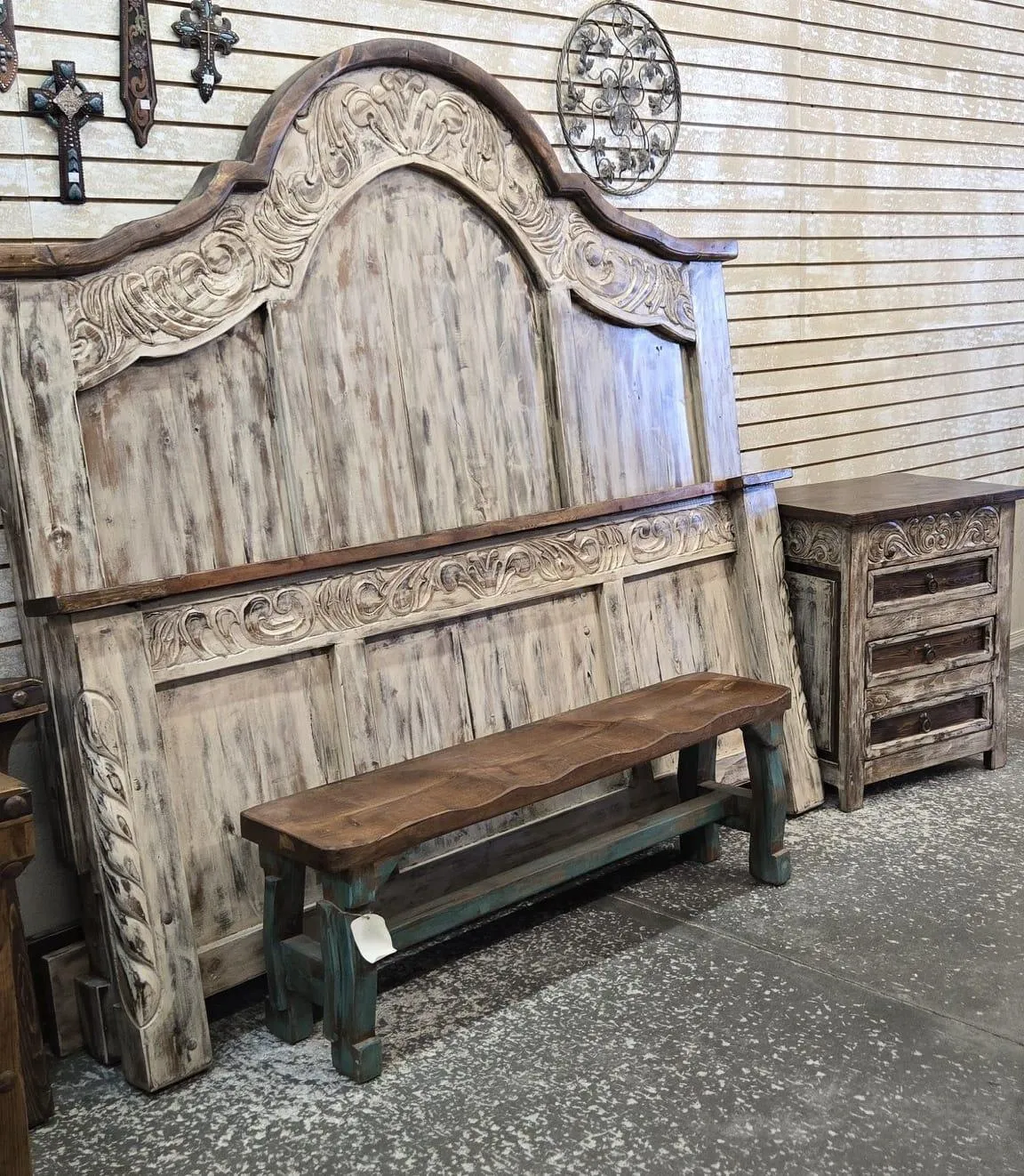 Rustic Spanish Royal Carved Bed