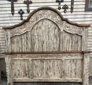 Rustic Spanish Royal Carved Bed bedroom furniture, nightstand