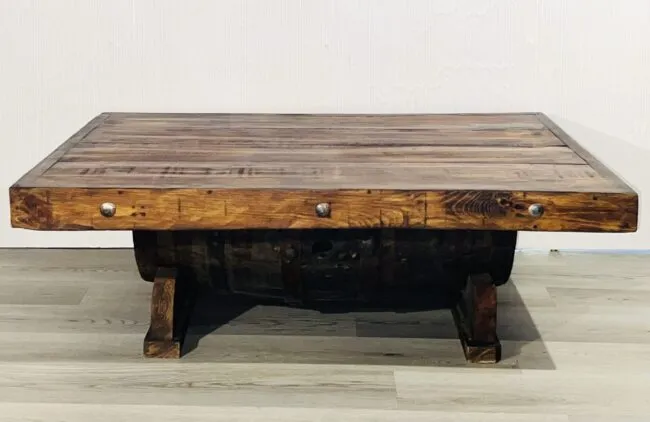 Rustic Tequila Barrel Cocktail Table
