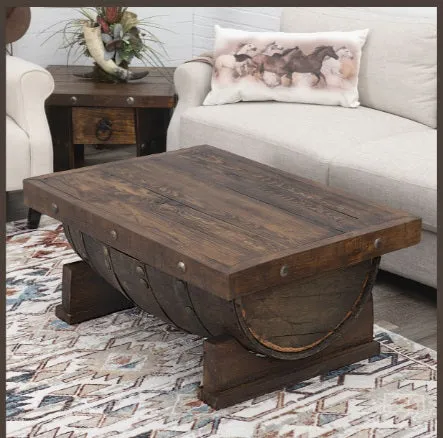 Rustic Tequila Barrel Cocktail Table
