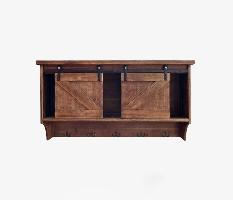 Rustic Wall Cabinet w/ Barn Door Sliders