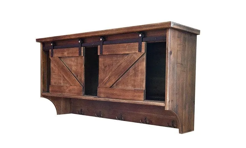 Rustic Wall Cabinet w/ Barn Door Sliders