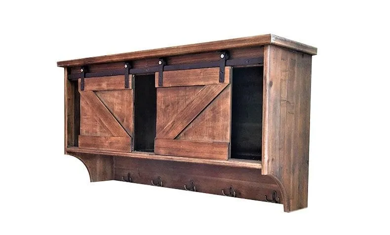 Rustic Wall Cabinet w/ Barn Door Sliders