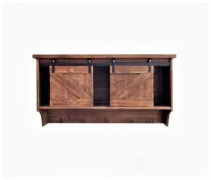 Rustic Wall Cabinet w/ Barn Door Sliders euro sham, pillow shams