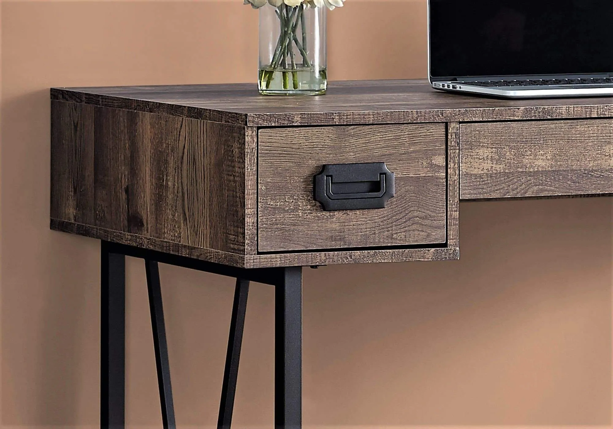 Rustic Wood & Metal Hollow Core Desk