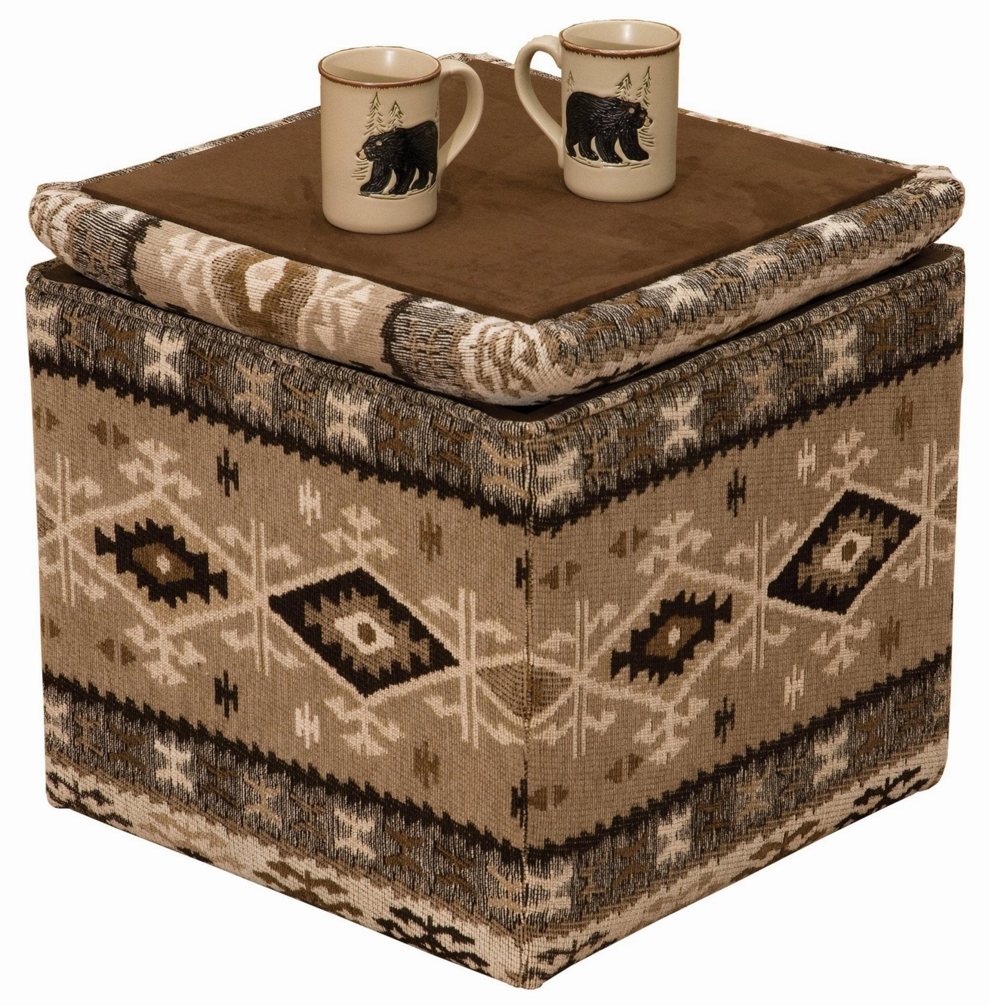 Rustic Cube Footstool with Storage