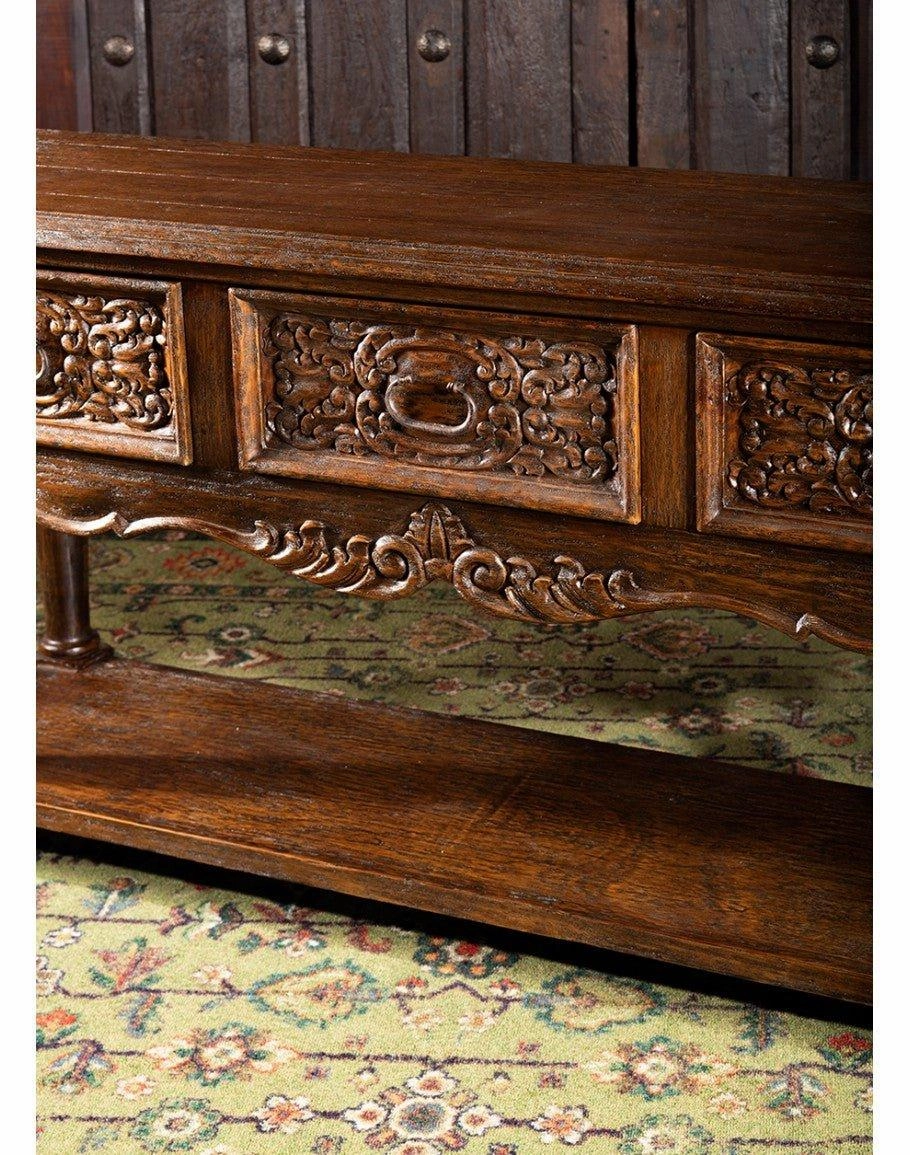 Rustic Hand Carved Console Table