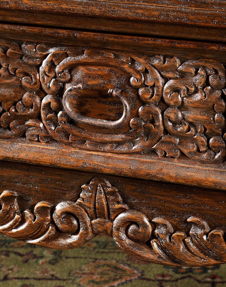 Rustic Hand Carved Console Table