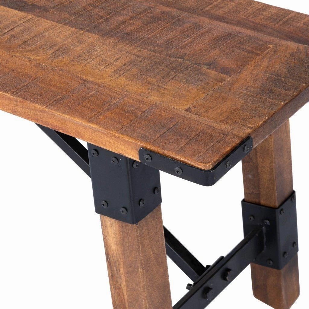 Rustic Industrial Wood Bench