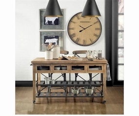 Rustic Industrial Wood Kitchen Island on Wheels glassware set, wine glass