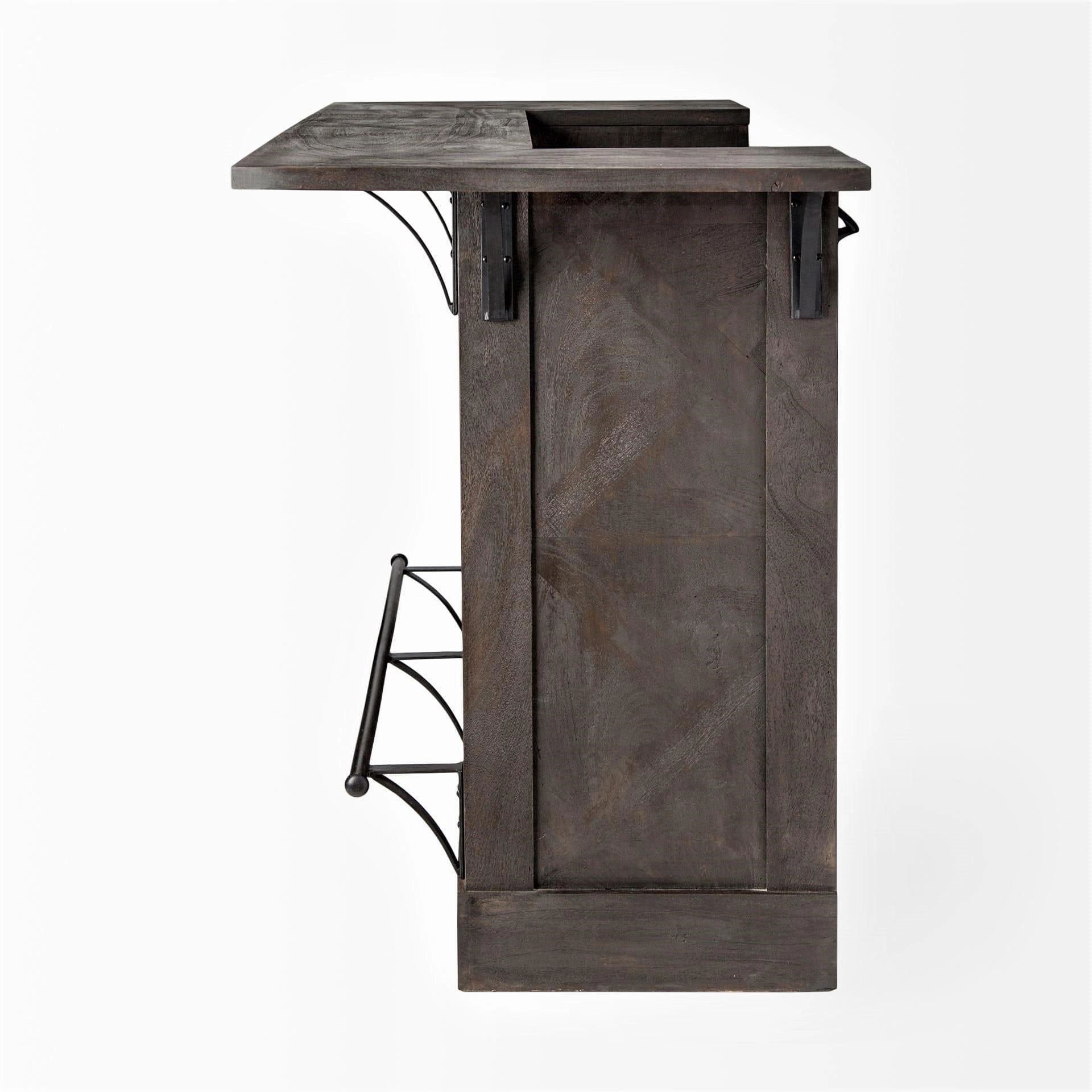Rustic Mango Front Bar with Bottle Storage