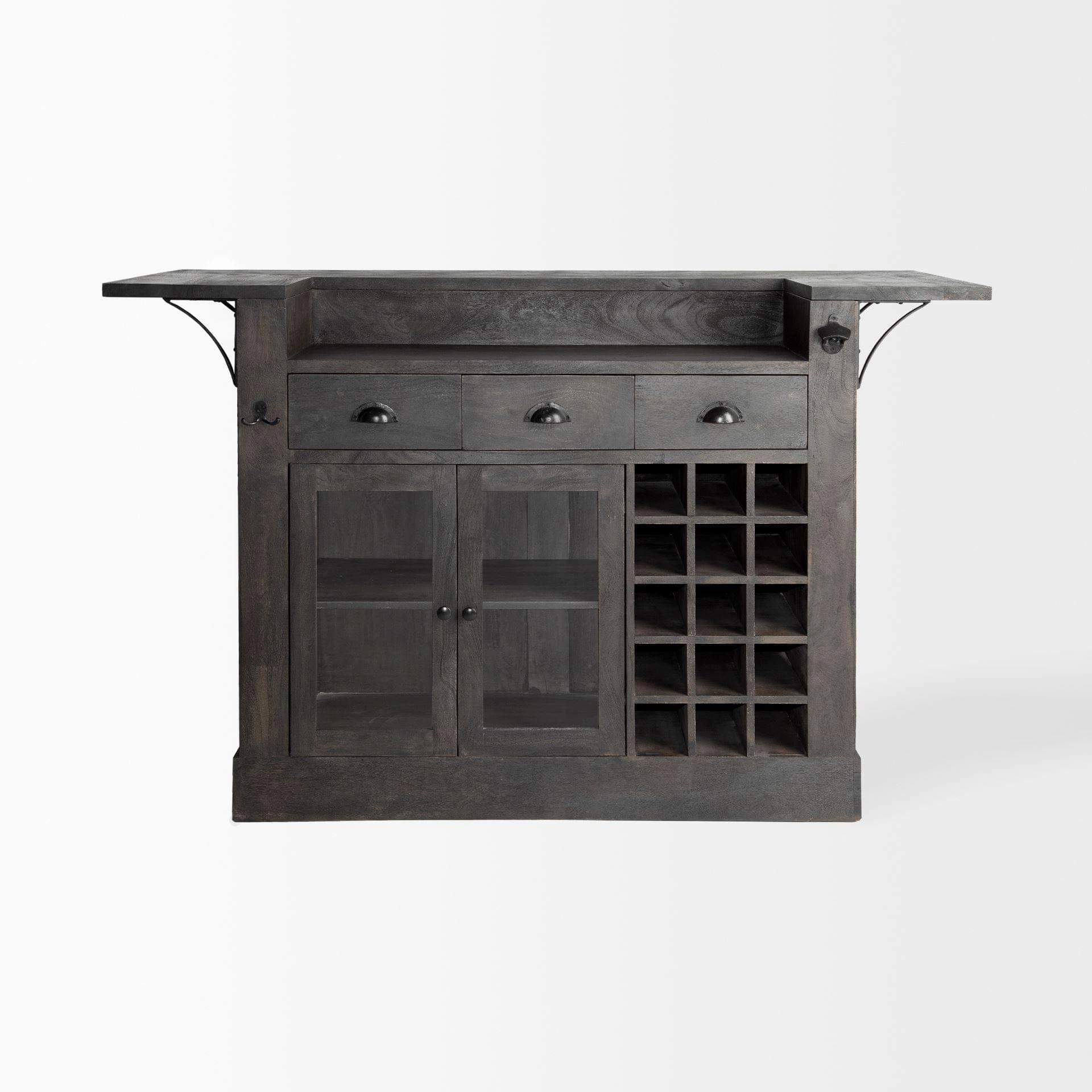 Rustic Mango Front Bar with Bottle Storage