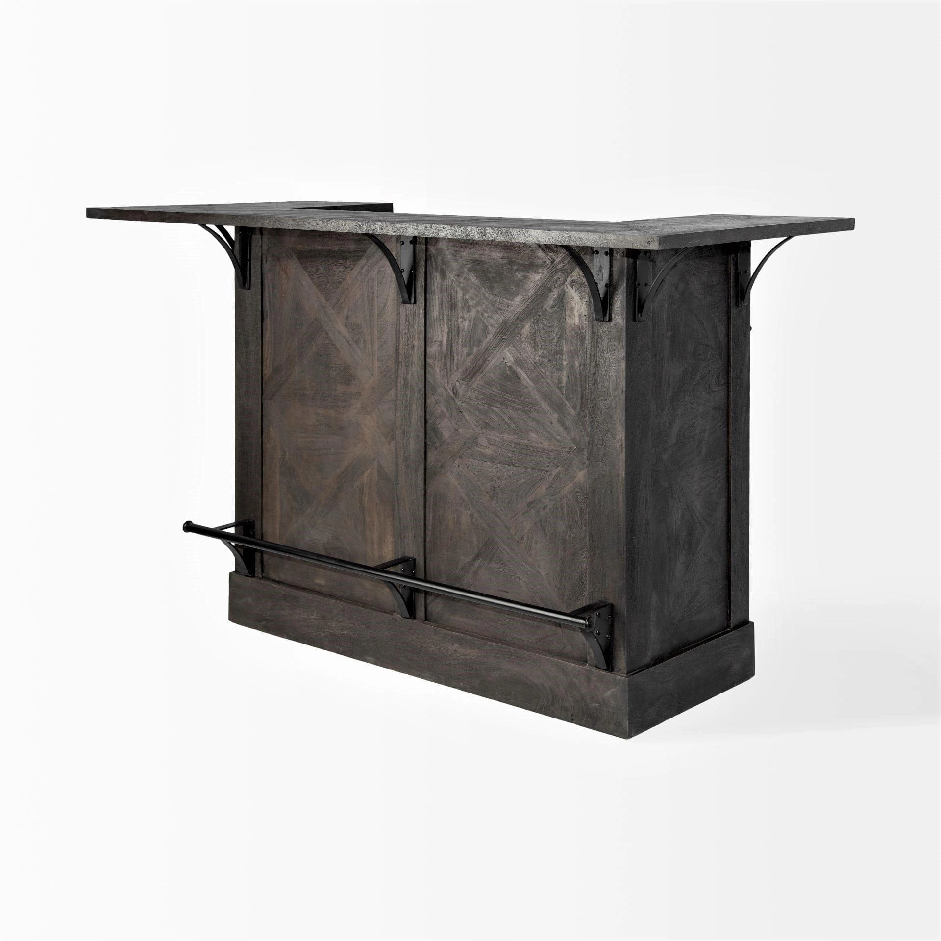 Rustic Mango Front Bar with Bottle Storage