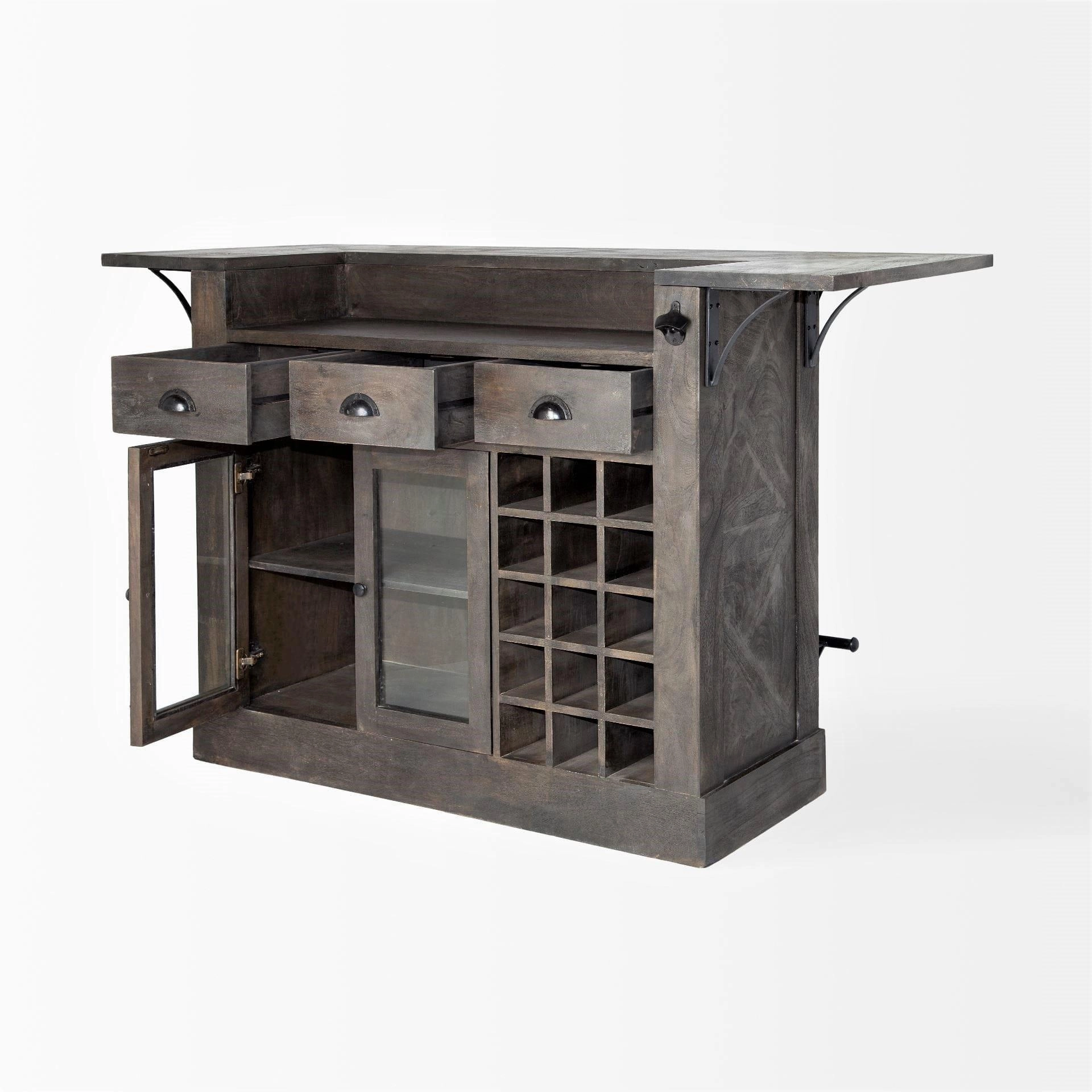 Rustic Mango Front Bar with Bottle Storage