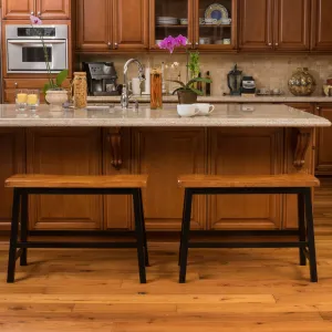 Saddle Wood 24-Inch Counter Dining Bench (Set of 2) - NH320692 bar stool, counter stool