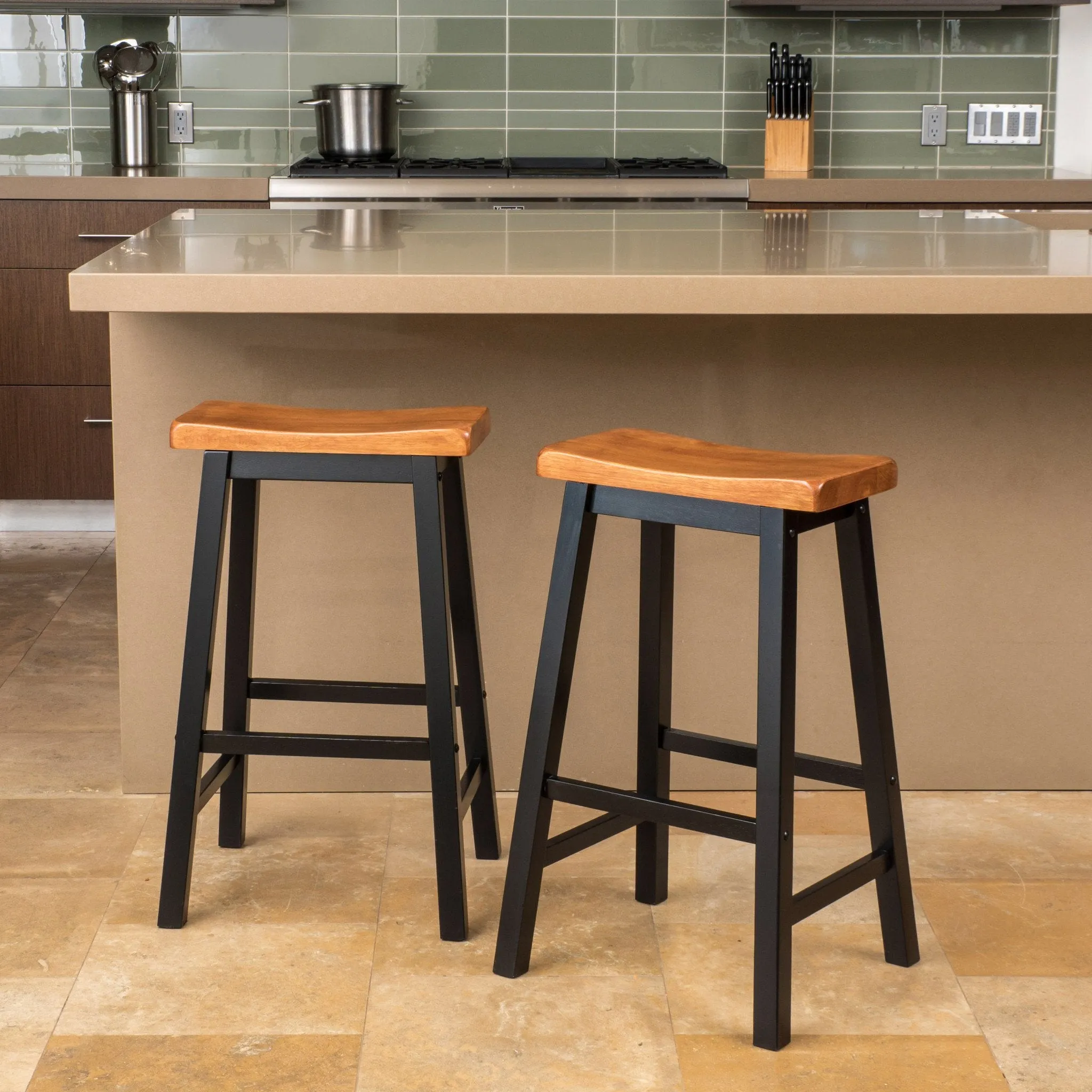 Saddle Wood 29-Inch Barstool (Set of 2) - NH520692 bar stool, counter stool