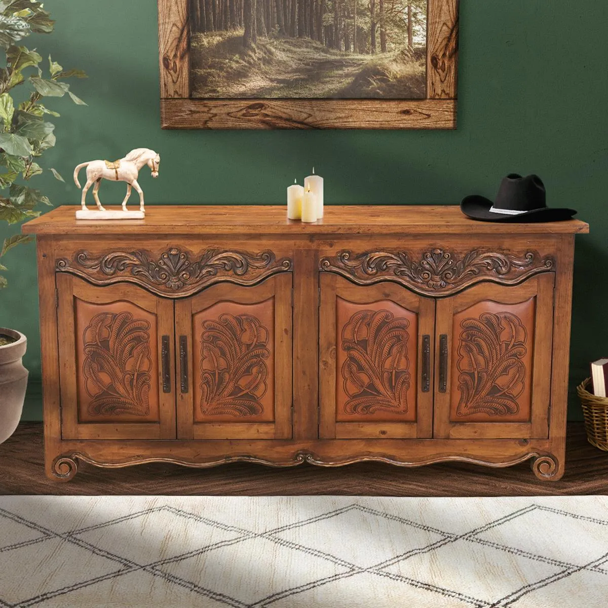 Saddler Hand Carved Sideboard euro sham, pillow shams