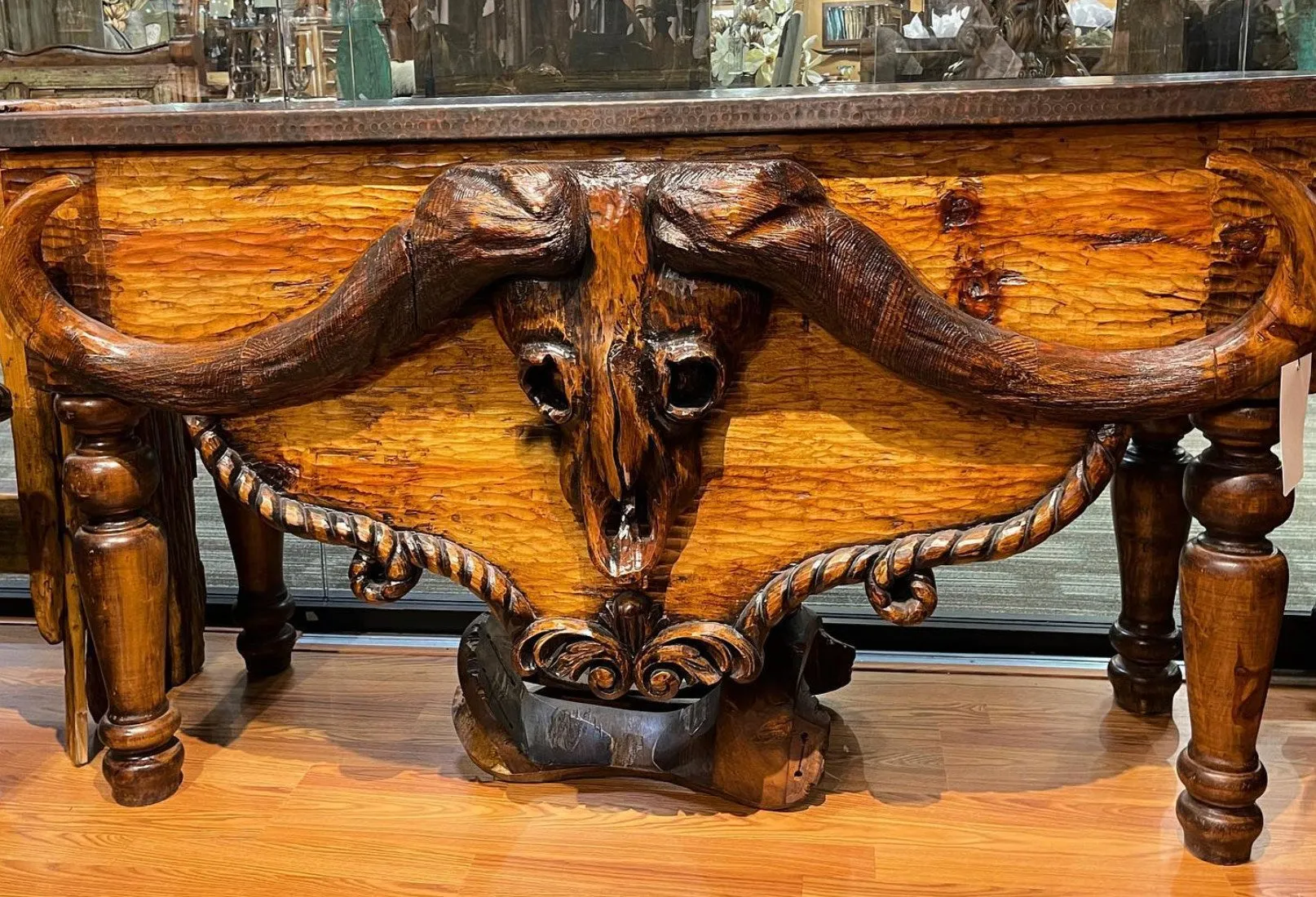 Safari Buffalo Carved Console Table