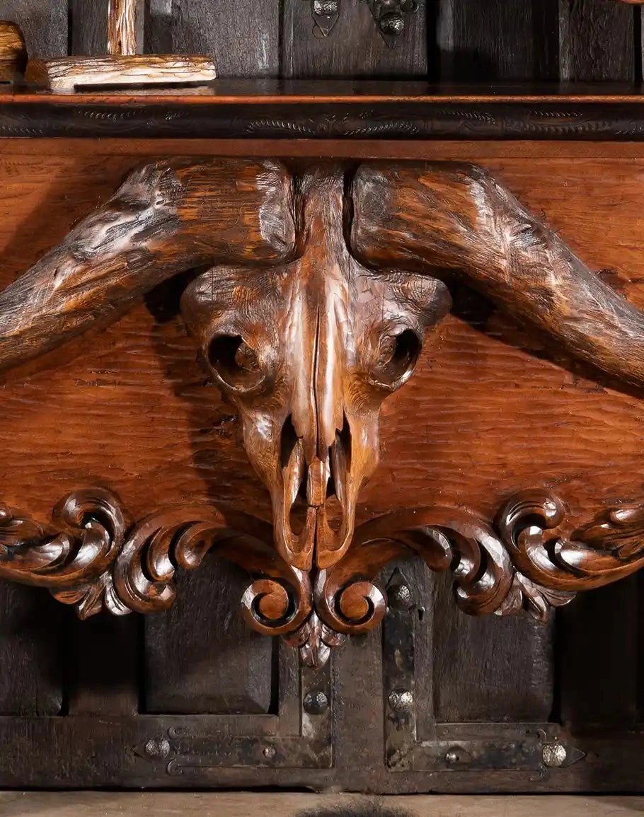 Safari Buffalo Carved Console Table