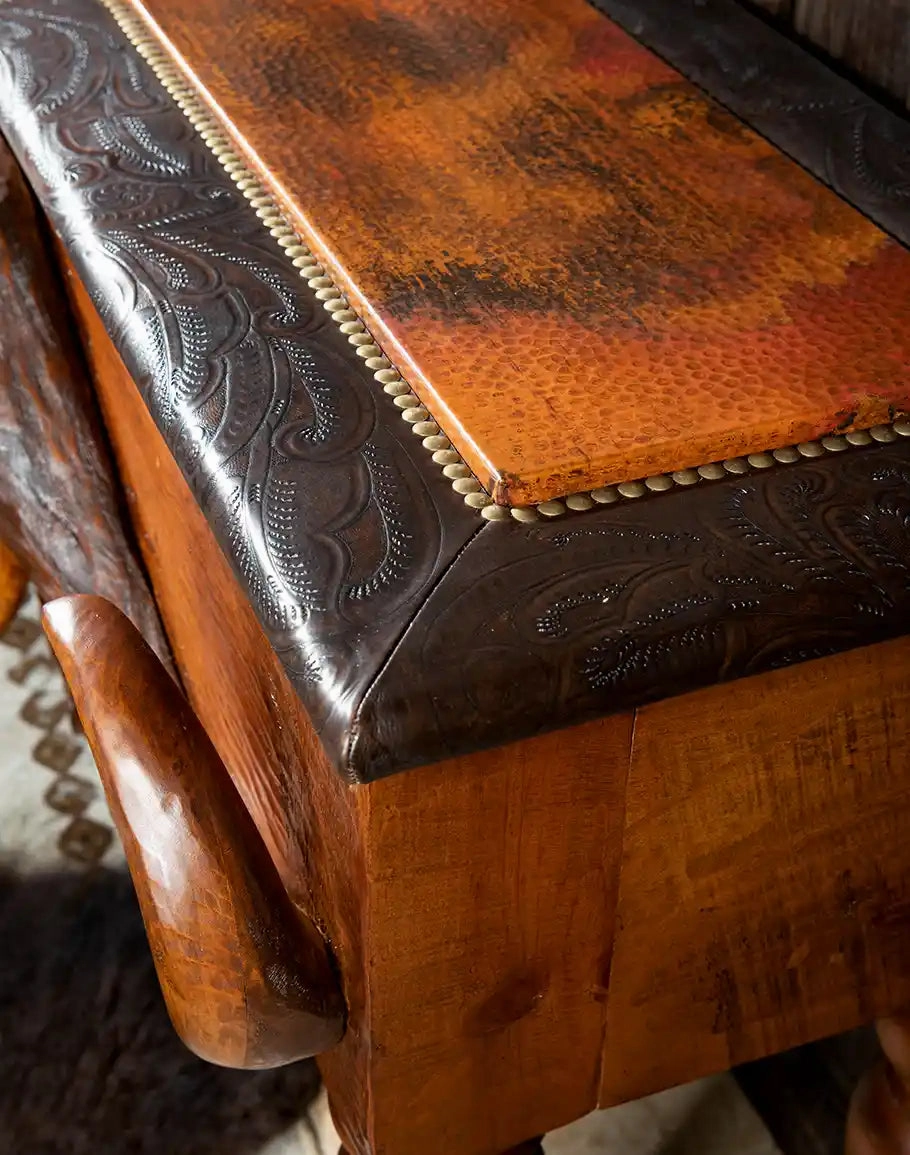 Safari Buffalo Carved Console Table