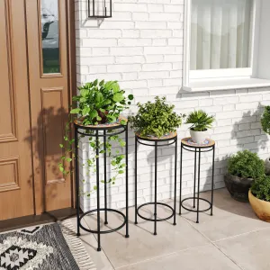 Salamande Outdoor Patio Plant Stands, Ceramic Tile, Iron, Set of 3 patio chairs, outdoor seating
