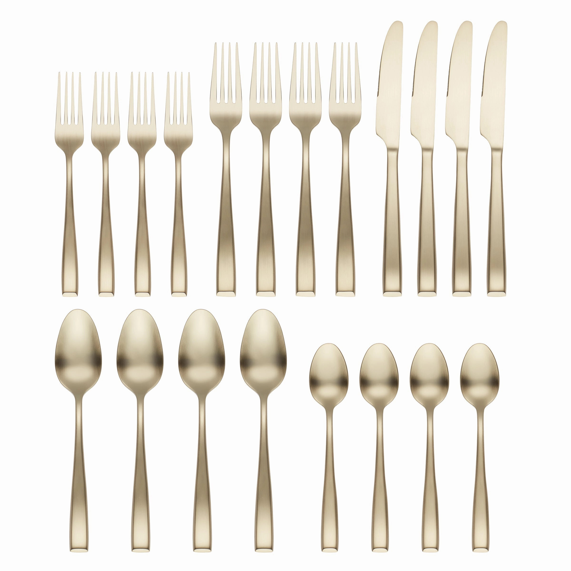 Samira Champagne Satin 20 Piece Flatware Set